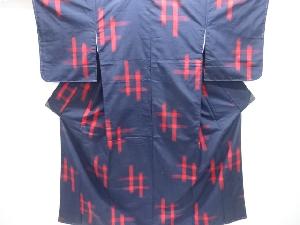 未使用品　井桁模様織出し手織り紬着物